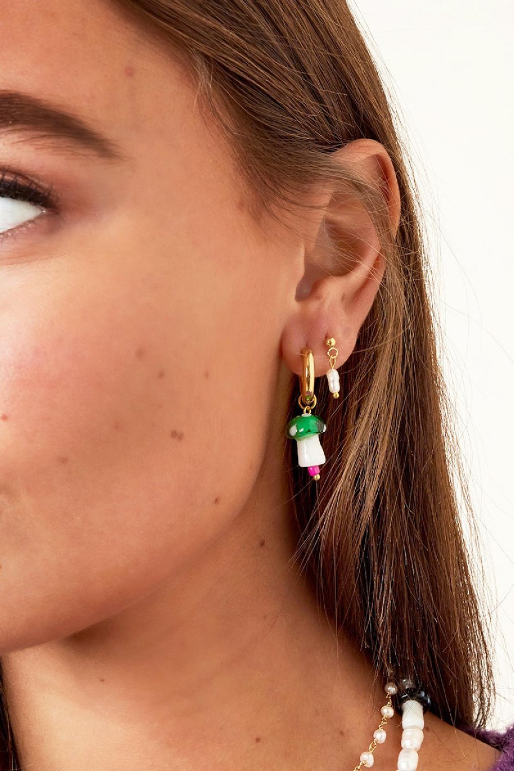 Earrings hanging pearl Silver Color Stainless Steel h5Picture3